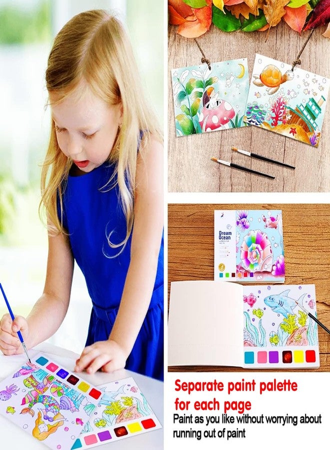 Kidology Water Color Books for Kid, Painting Book with 20 Sheet, 1 Brush, Mini Watercolor Book, Educational Montessori Toy, Gift for Boys Girls, Art & Craft Travel Activity (Dream Ocean) - Image 4